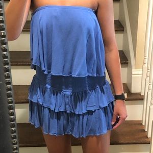 MUSTARD SEED blue strapless dress with built in shorts Size M